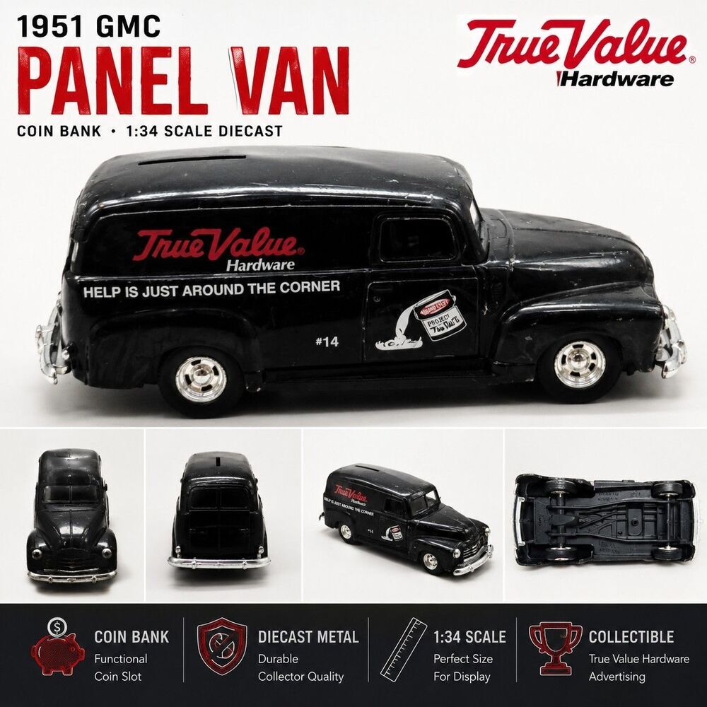 ERTL 1951 GMC Panel Van Coin Bank True Value Hardware 1:34 Diecast Advertising